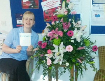 Staff at Brooklands Care Home receive a wonderful floral thank you from a resident's relative!