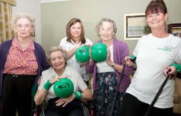 Keeping fit with residents at Queen Elizabeth Park Care Home