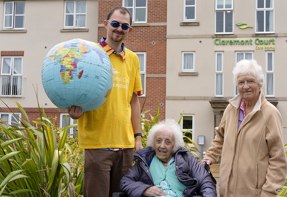 Residents and care home staff complete walk