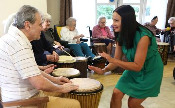 Drumming circle is tough to beat for residents living with dementia at a Guildford care home