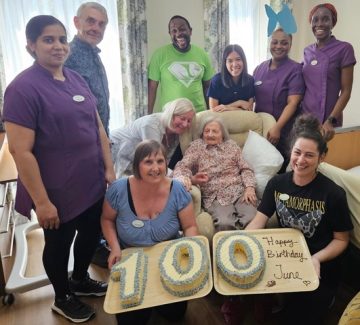 Coastal themed 100th birthday for seaside loving resident at Claremont Court